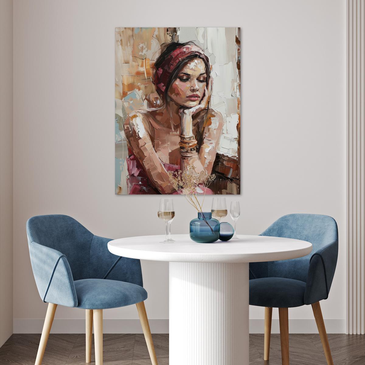 POSTER Frau - Lackierung - Porträt - Modern Deko Wohnzimmer 60x80 cm - Altrosa, Papier (60/80/0.1cm) - MuchoWow