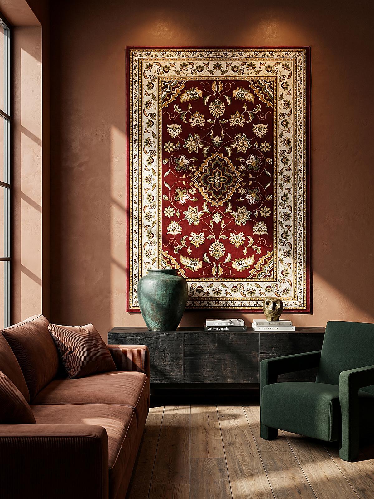 TEPPICH GLAZERT, klassisch-floral, Rot, 120 x 170 cm - Rot, Textil (170/120cm) - KADIMA DESIGN