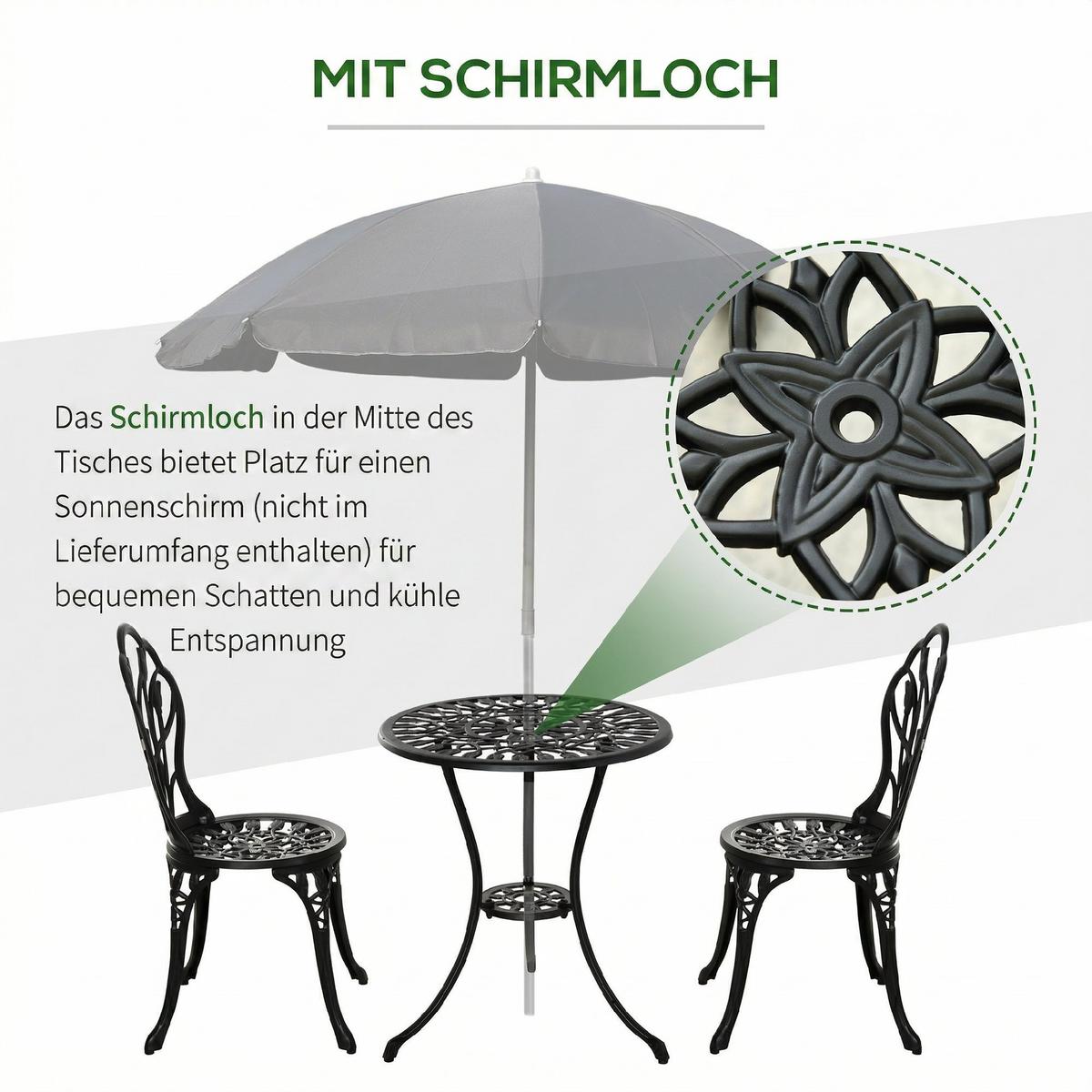 GARTENMÖBEL Set, Aluminium, Schwarz - Schwarz, Metall - Outsunny