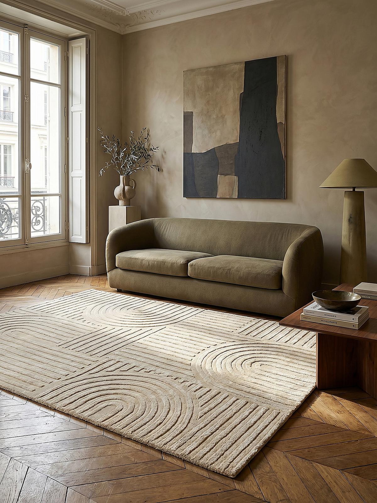 TEPPICH aus Wolle LEVEN in Natur, geometrisch, 160 x 230 cm - Beige, Textil (230/160cm) - KADIMA DESIGN