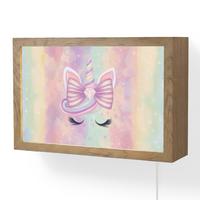 WANDLEUCHTE Einhorn - Glitzer - Regenbogen - Pastell 30x20 cm - Hellrosa, Holzwerkstoff (30/20/8cm) - OnlyWow