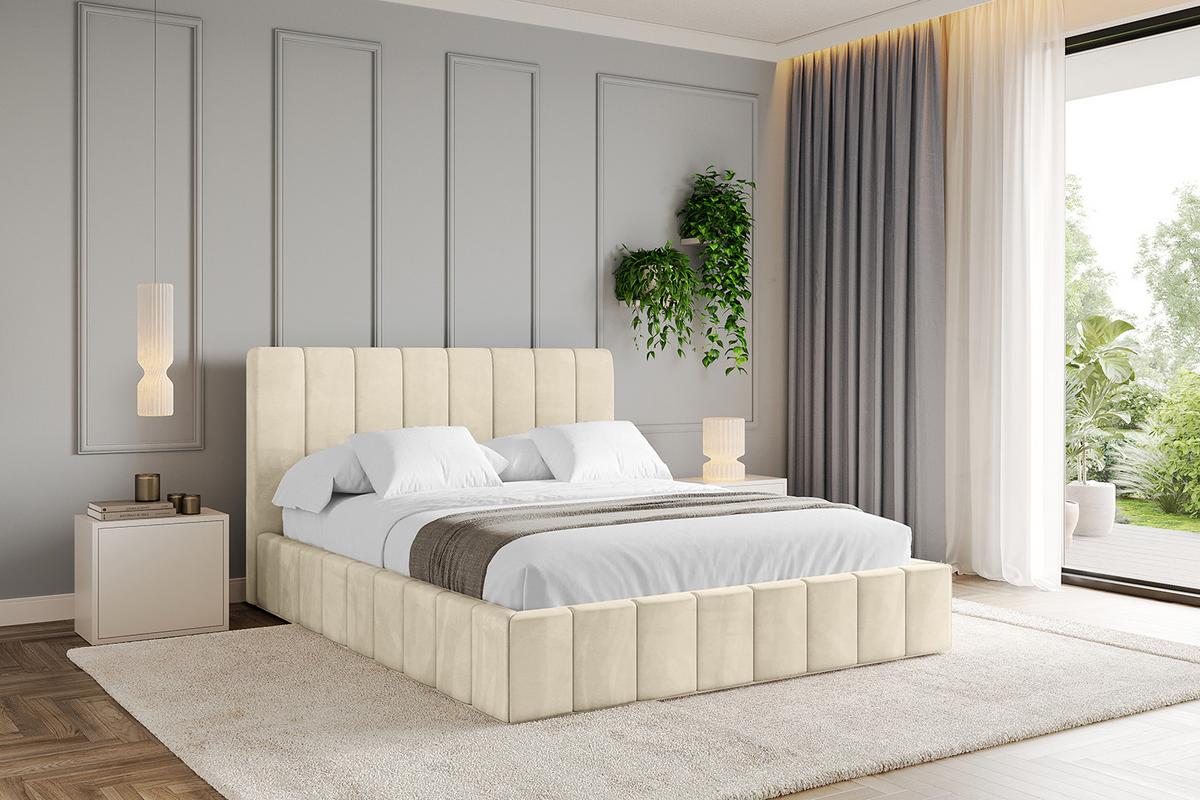 POLSTERBETT mit Bettkasten und Lattenrost, Bett mit Matratze H3/H4 - FINO 180x200 Beige - Ecru, Holzwerkstoff/Textil (180/200cm) - ALTDECOR