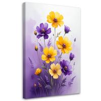 BILD auf Leinwand, Gelb violette botanische Blumen - Lila, Textil (30/45cm) - Feeby