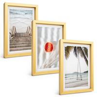 BILDER SET 3er Set - 20x30 cm Goldrahmen - Strandtreppe aus Holz, Urlaub - Goldfarben, Kunststoff (20/30cm) - TULUP