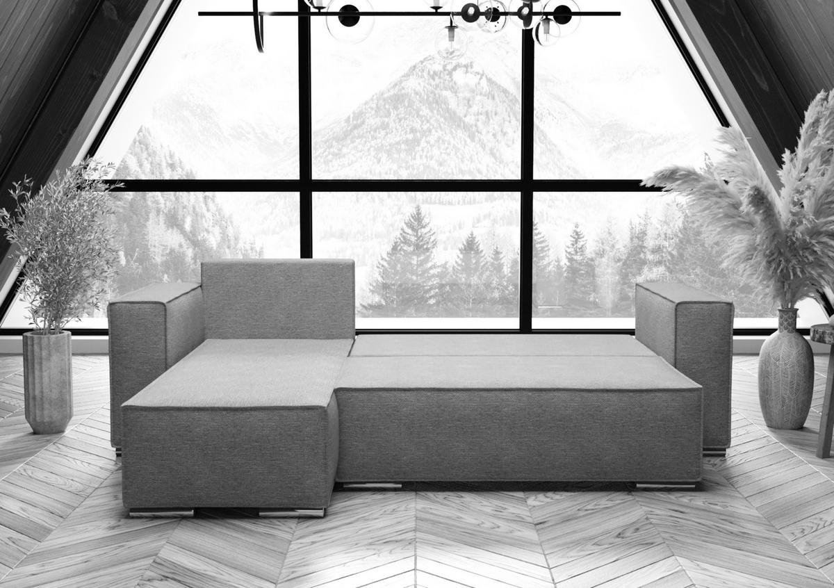 ECKSOFA L Form Vinoria Braun 255/180/82 cm Links mit Schlaffunktion - Chromfarben/Braun, Textil/Metall (180/255cm) - AX Living