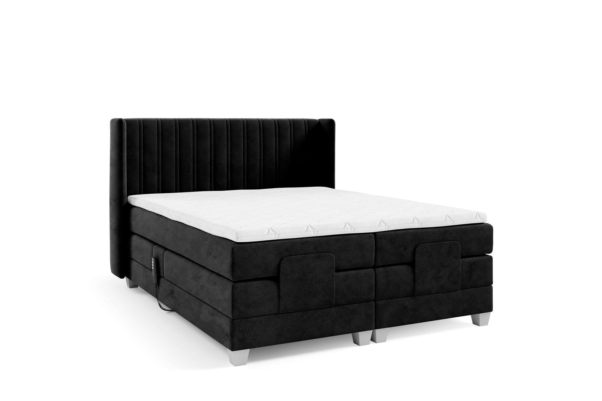 BOXSPRINGBETT Bett Elektrisch Magnus - Schwarz, Holzwerkstoff/Textil (180/200cm) - Fun Möbel
