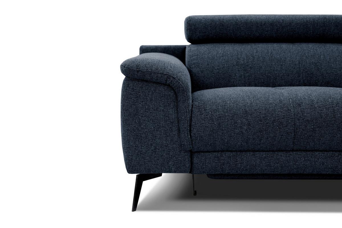 RELAXSOFA FIERO 3-Sitzer mit 1 Relaxfunktion, dunkelblau - Schwarz/Dunkelblau, Holzwerkstoff/Textil (212/82/103cm) - Wozimo