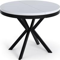 ESSTISCH Ross runder ausziehbarer, Weiß 100-180/100/76 cm - Schwarz/Weiß, Holzwerkstoff/Metall (100/180/76cm) - WFL GROUP