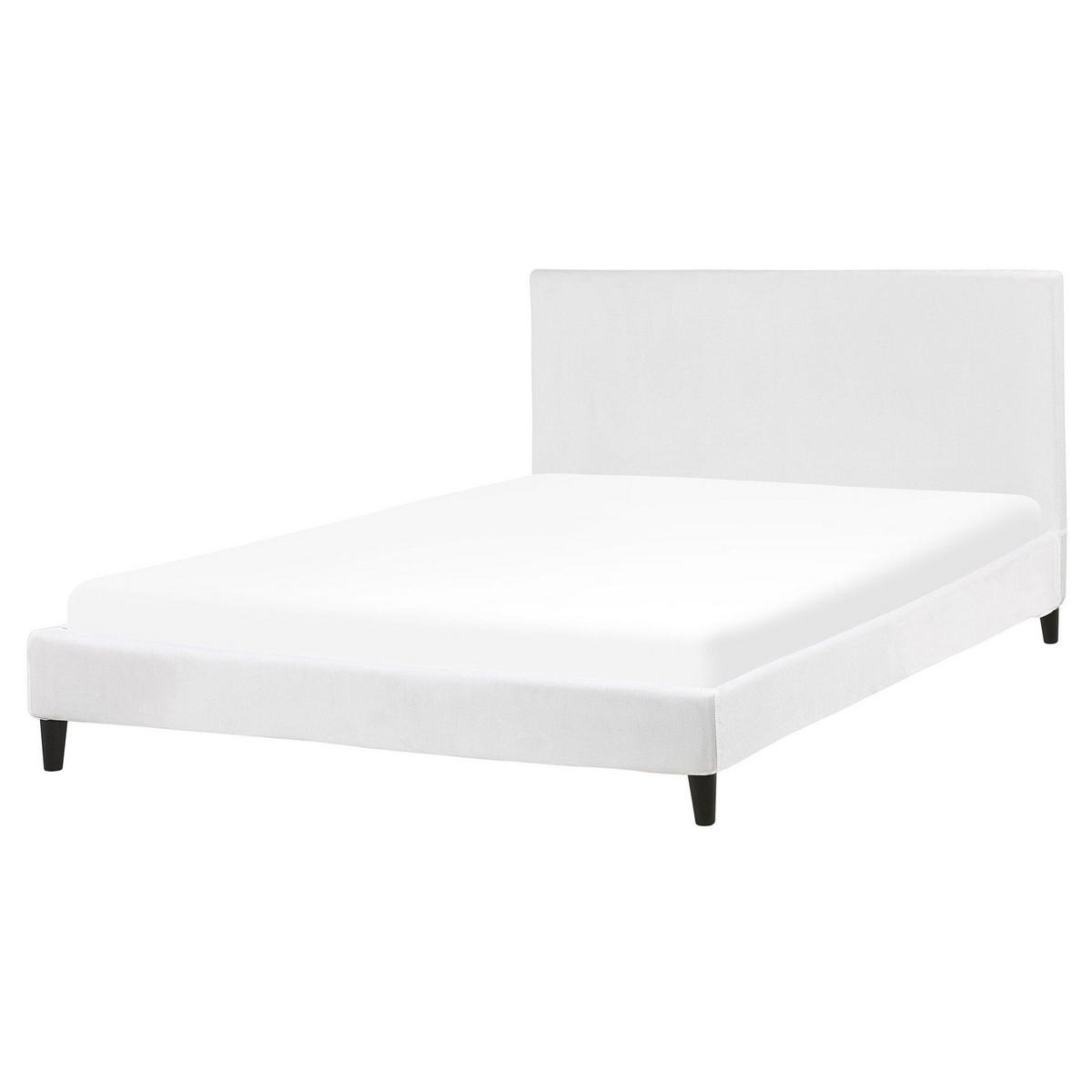 BETTRAHMENBEZUG Samtstoff 160/200 cm Weiß Fitou - Weiß, Textil (170/214cm) - Beliani