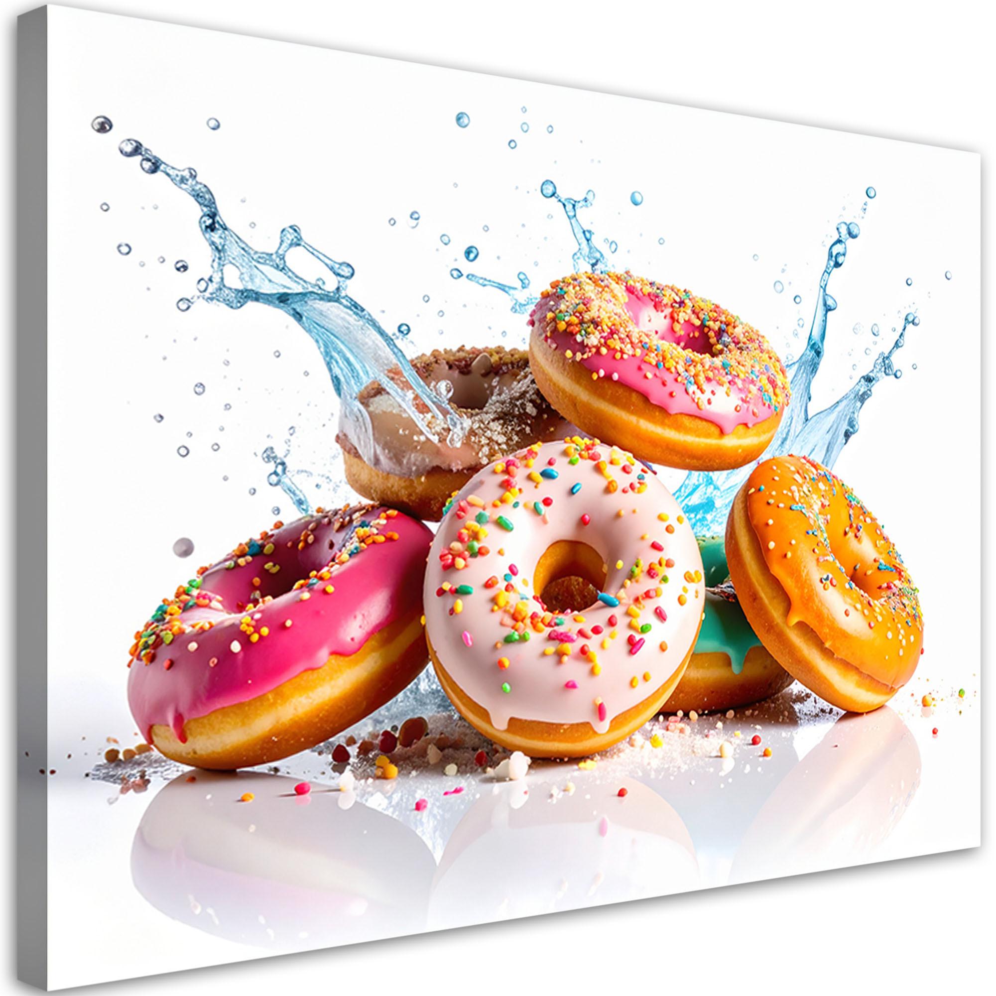 LEINWANDBILD Donuts Krapfen Kekse 100x70cm - Multicolor, Textil (100/70cm) - Feeby