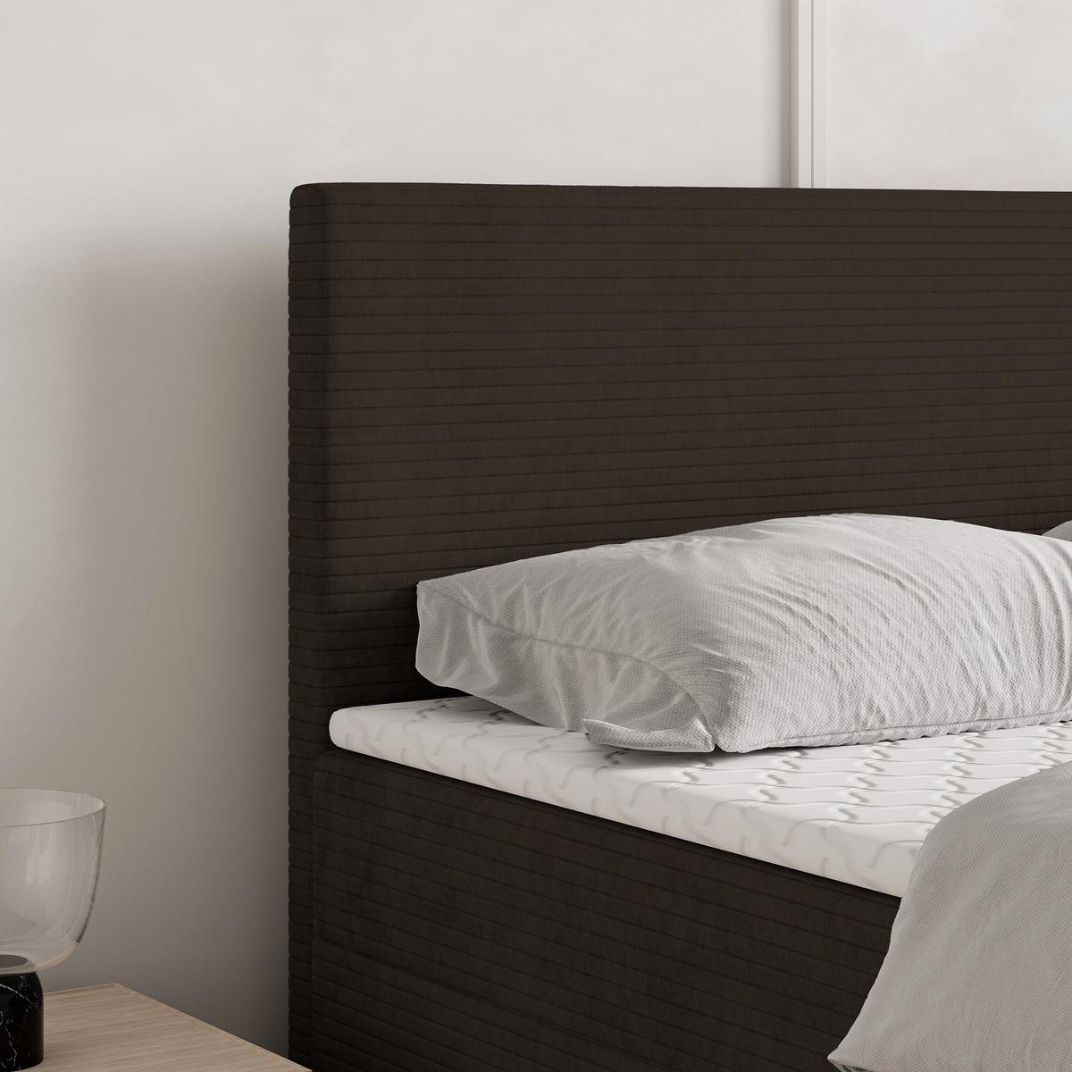 BOXBETT NIRA 140x200 cm mit Matratze und Topper - Braun - Braun, Holz (140/200cm) - MASSENO