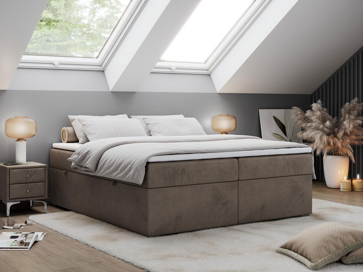 BOXBETT BESS 200/200 Braun Velvet - H4 - Braun, Holz/Textil (200/200cm) - MKS