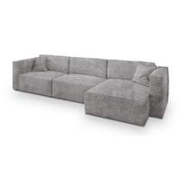 ECKSOFA TOLMO Hellgrau Kordstoff mit Schlaffunktion - Hellgrau/Grau, Holz/Kunststoff (347/148cm) - MASSENO
