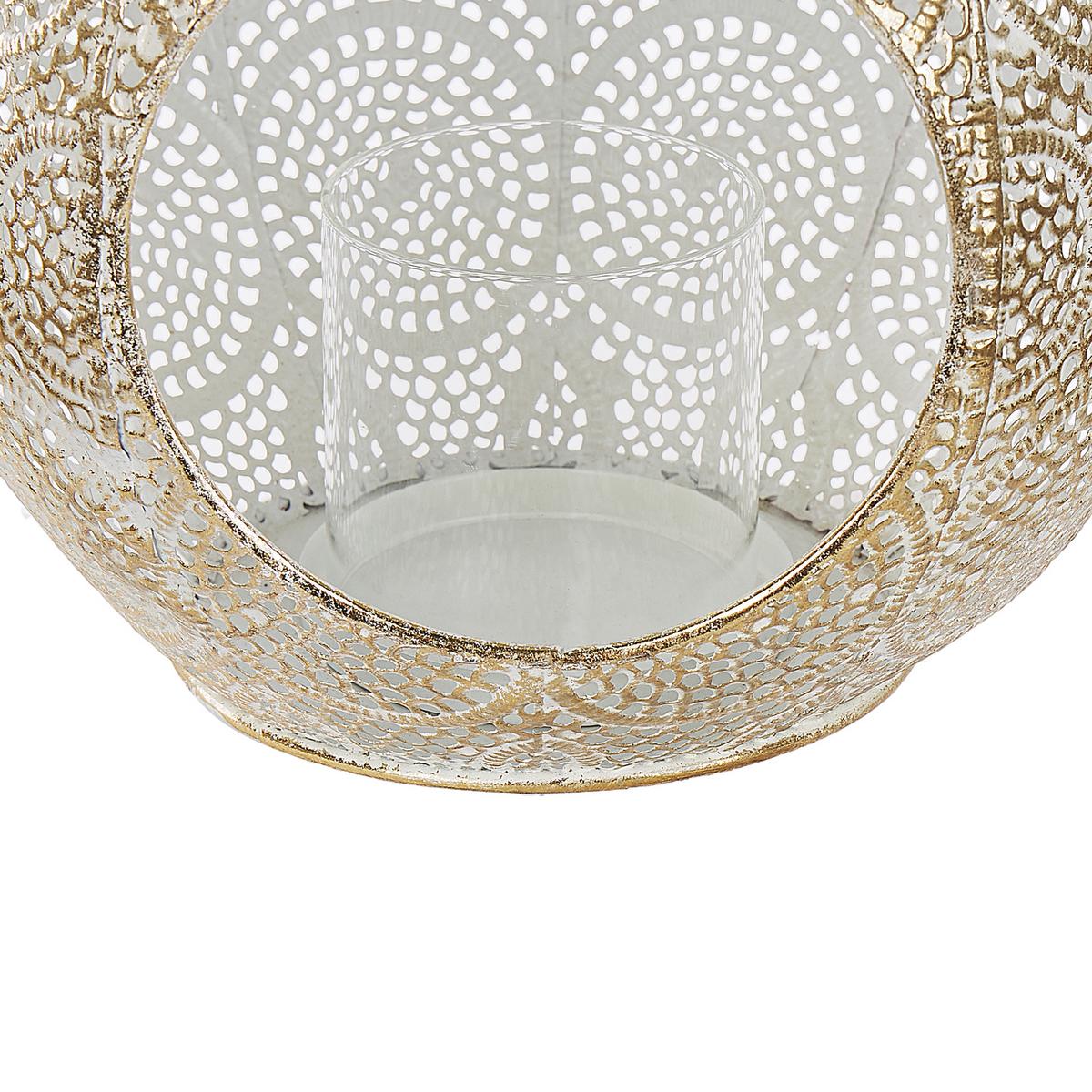 LATERNE Gold Laeso - Goldfarben/Weiß, Metall (24/33/24cm) - Beliani