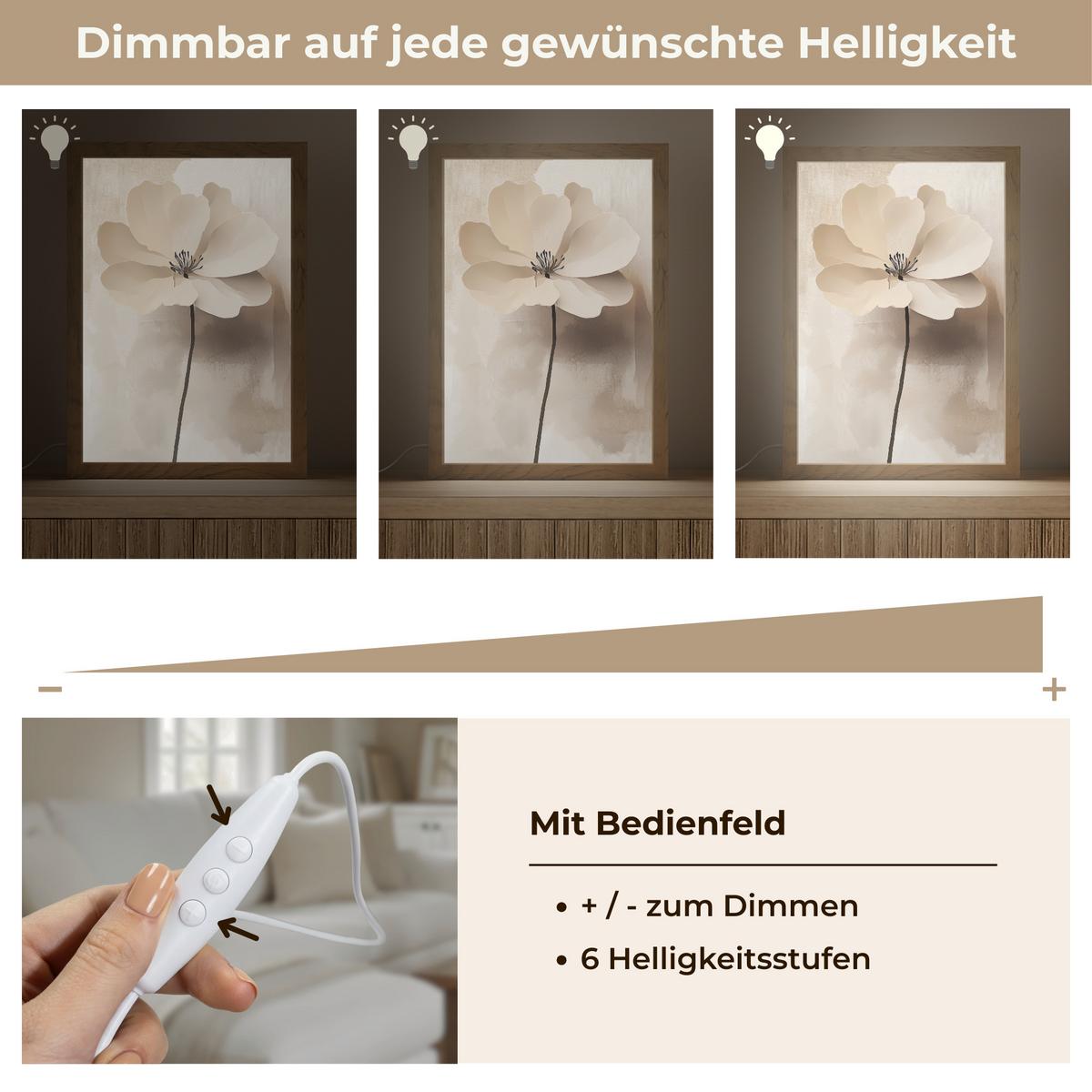 WANDLEUCHTE Blume - Beige - Farbe - Schatten 20x30 cm - Beige, Holzwerkstoff (20/30/8cm) - OnlyWow