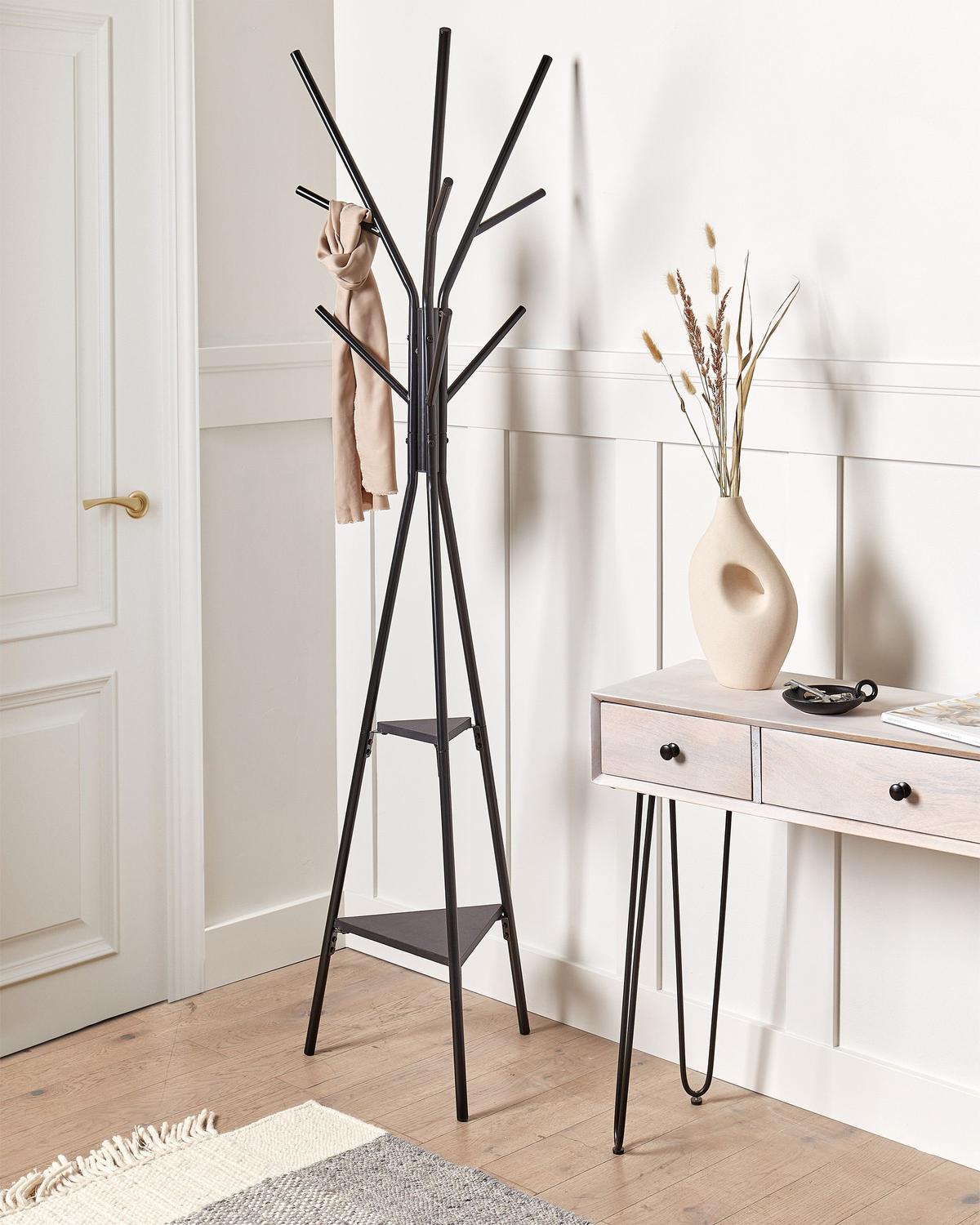 GARDEROBENSTÄNDER Metall schwarz 181 cm Wray - Schwarz, Metall (33/180/33cm) - Beliani