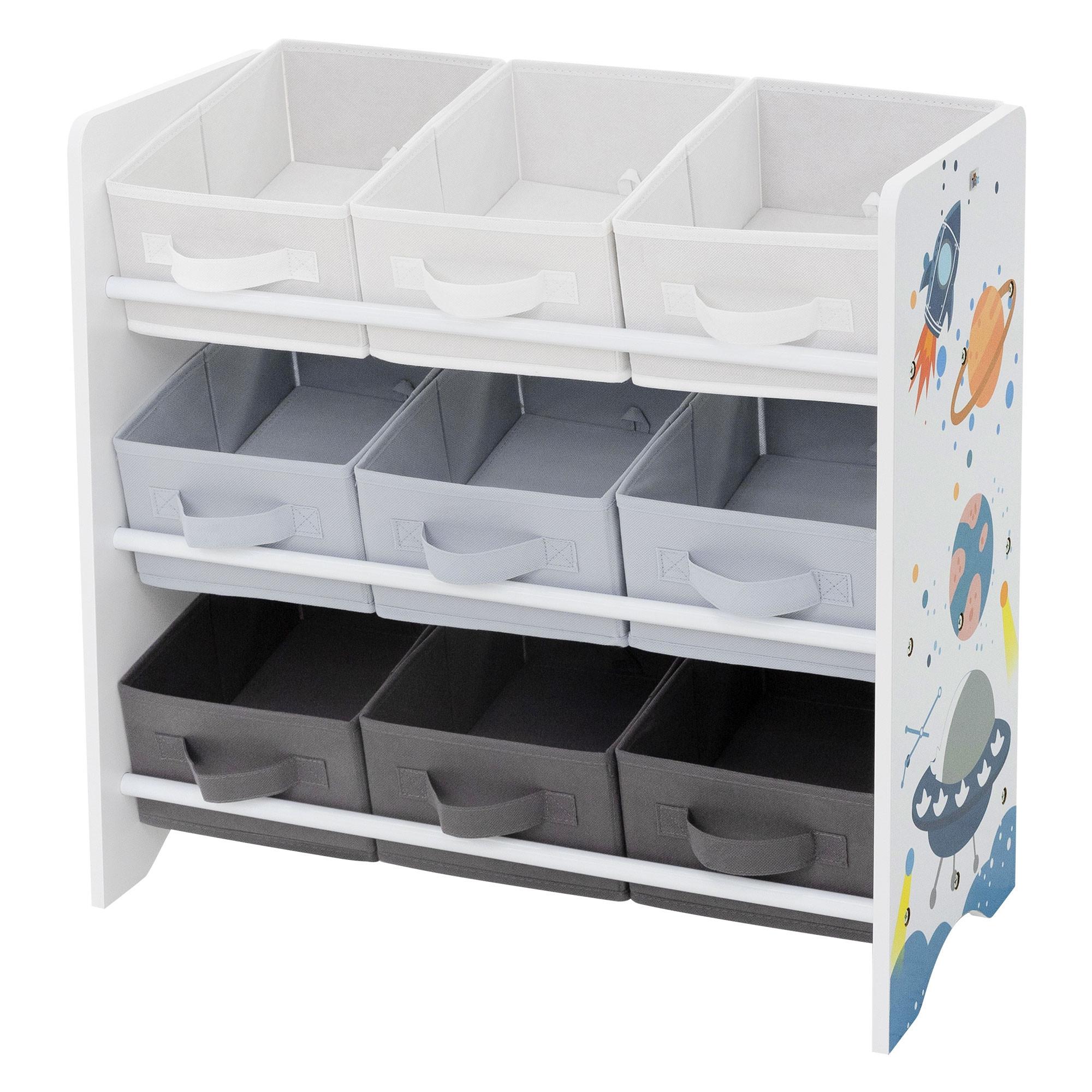 KINDERREGAL Weltraum Motiv 62,5 x 29,5 x 60 cm Weiß - Weiß, Holzwerkstoff (62.5/60/29.5cm) - Joyz