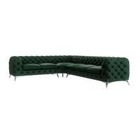 ECKSOFA Chesterfield Laura Flasche Grün Samt - Smaragdgrün/Silberfarben, Holz/Textil (323/264cm) - S-Style Möbel