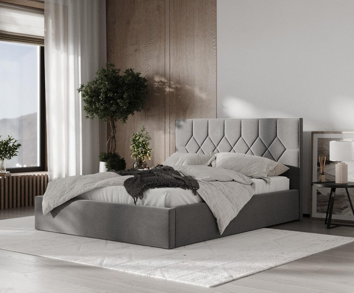 POLSTERBETT Brisa 160/200 cm Anthrazit im Asti Stoff - Anthrazit/Schwarz, Holz/Holzwerkstoff (160/200cm) - AltaBeds