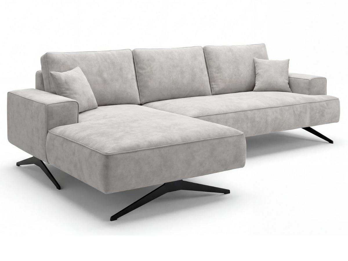 ECKSOFA Leto Grau Links - Schwarz/Grau, Holz/Textil (260/165cm) - Graingold
