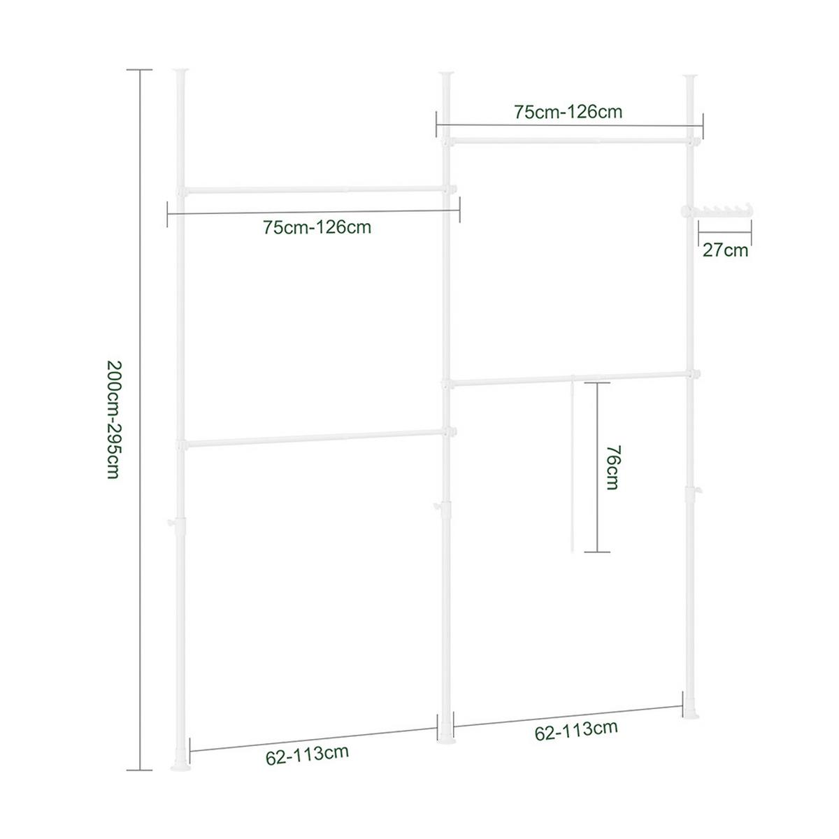 TELESKOP-KLEIDERSTÄNDER Weiß - Weiß, Kunststoff (226/295/3cm) - SoBuy