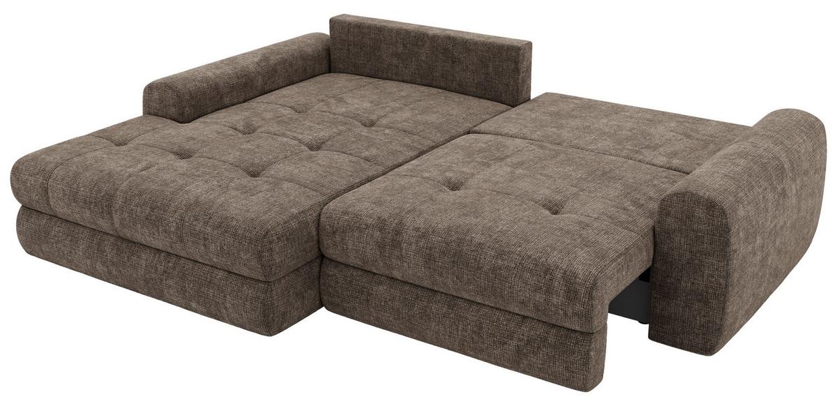 ECKSOFA ARELIA L - Braun Schenille grob gewebt - Rechts Seite - Schwarz/Braun, Kunststoff/Textil (205/292cm) - MKS