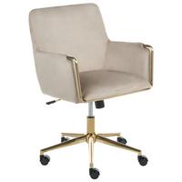 SCHREIBTISCHSTUHL Samtstoff Beige Altona - Beige/Goldfarben, Textil/Metall (59/84/59cm) - Beliani