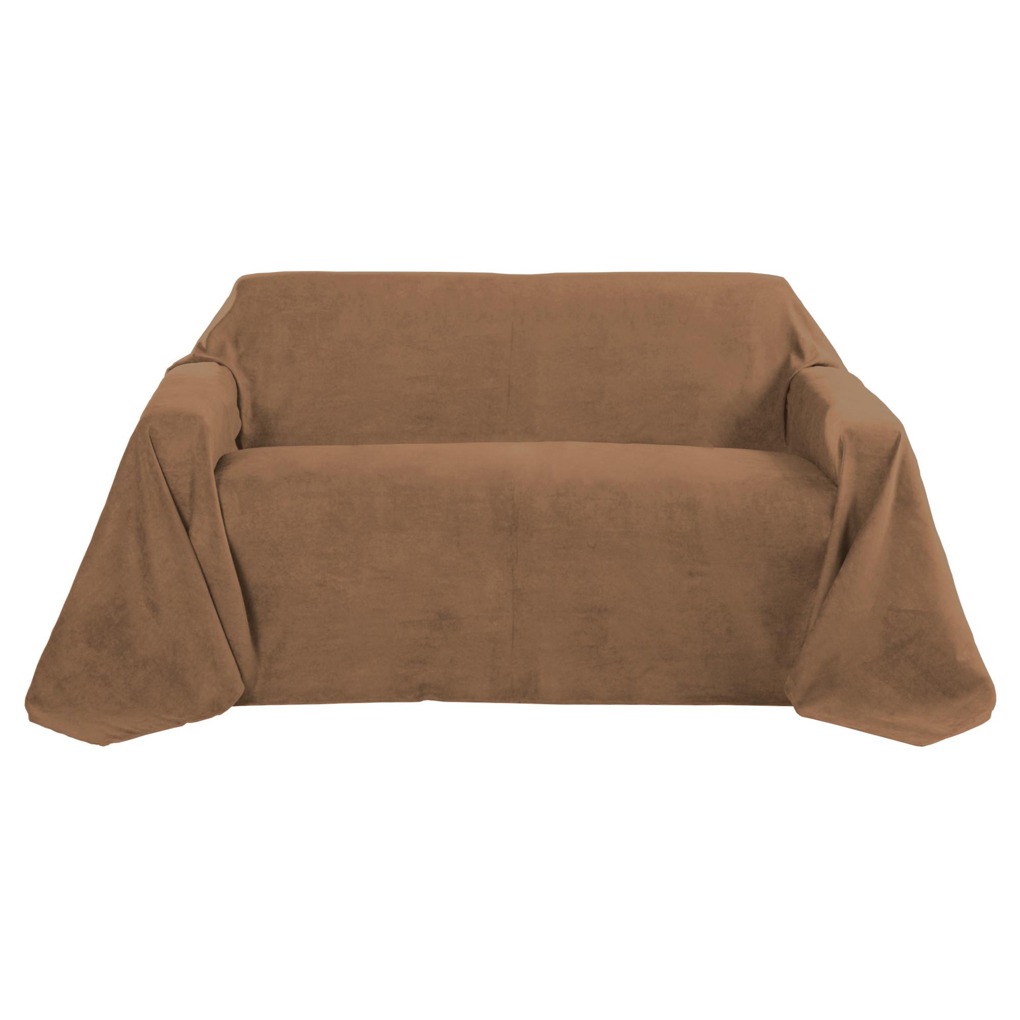 TAGESDECKE Romantica Wildleder Optik 210/280 cm Dunkelbraun - Dunkelbraun, Textil (210/280cm) - Beautissu 