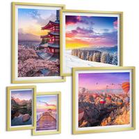 BILDER SET 5er Set - 50x50 cm & 20x30 cm & 40x60 cm Goldrahmen - Romantische Himmelslandschaften - Goldfarben, Kunststoff (40/60cm) - TULUP