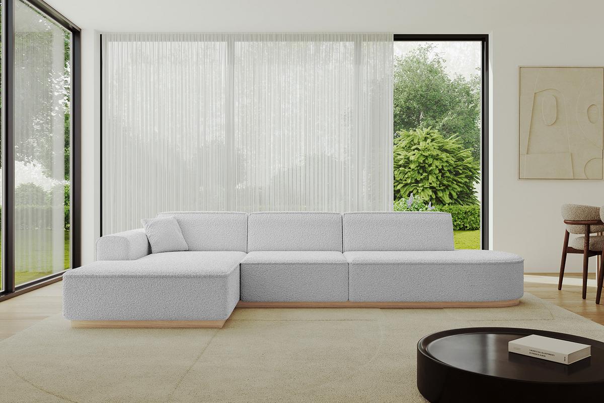 ECKSOFA Ottomane Links IREA-L2 - 327x165x80 cm Hellgrau - Hellgrau, Holzwerkstoff/Textil (327/165cm) - ALTDECOR