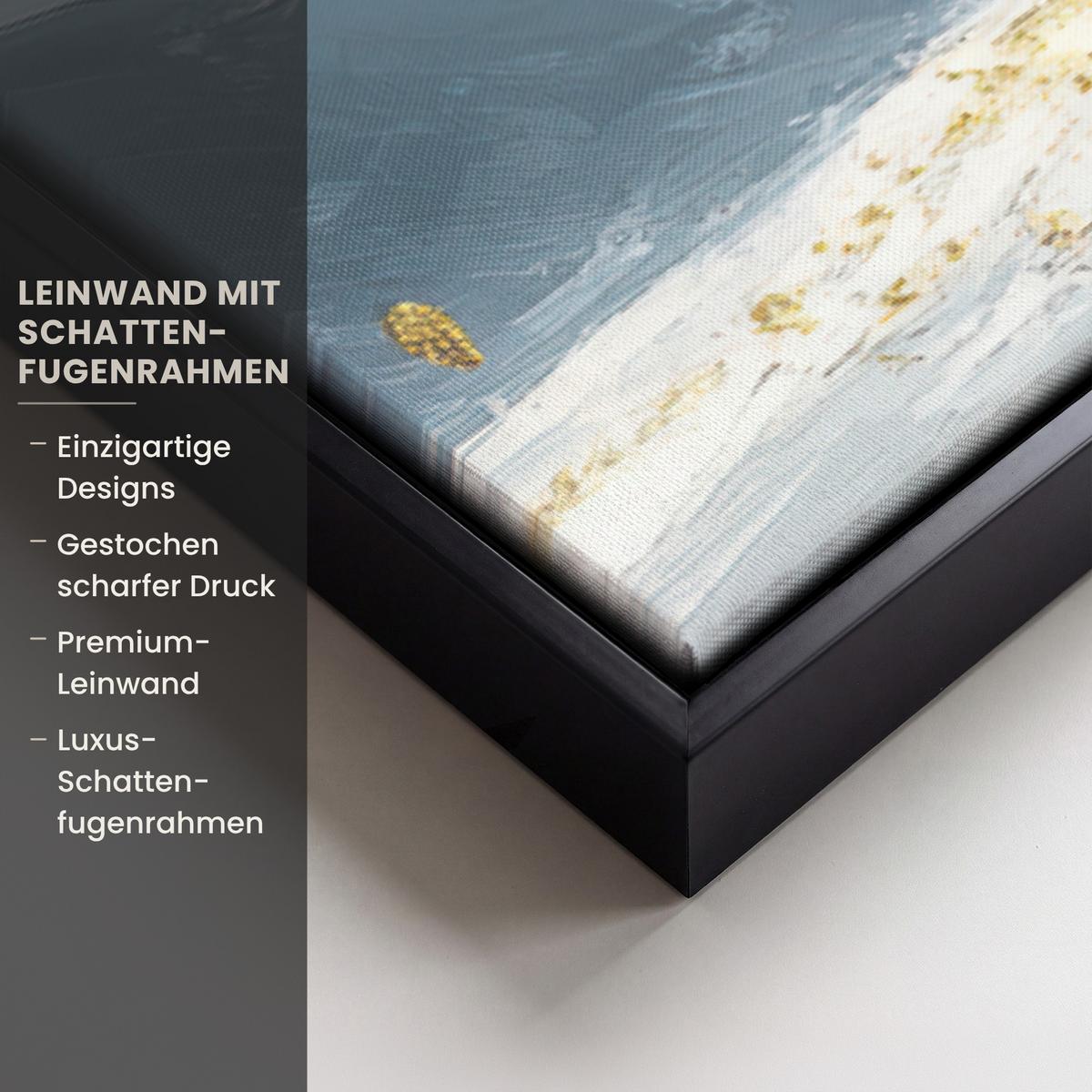 LEINWAND Bilder mit Rahmen - Baum - Winter - Baum des Lebens - Modern - Gold - 90x60 - Goldfarben, Textil (90/60cm) - MuchoWow