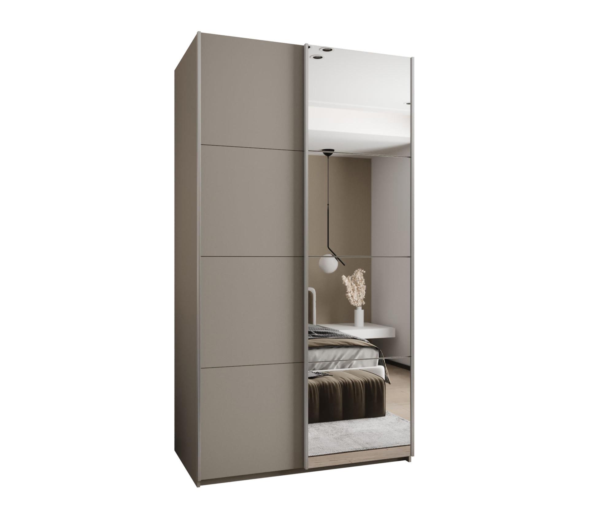 SCHWEBETÜRENSCHRANK 245,5/130/64 2-türig - Kaschmir/Silberfarben, Holz/Metall (130/245/64cm) - Abiks Möbel