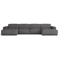 WOHNLANDSCHAFT Sellmo 368 cm - Dunkelgrau/Schwarz, Kunststoff/Textil (374/70/166cm) - Selsey