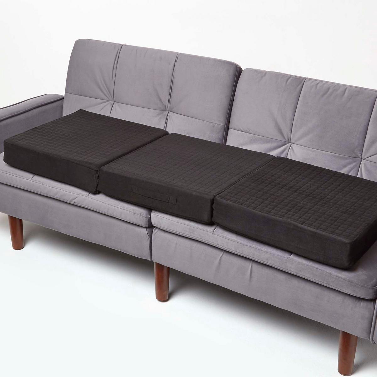 SITZKISSEN-BEZUG für Sofa-Auflage 150/50/10 cm, Velours - Schwarz, Textil (150/50/10cm) - Homescapes