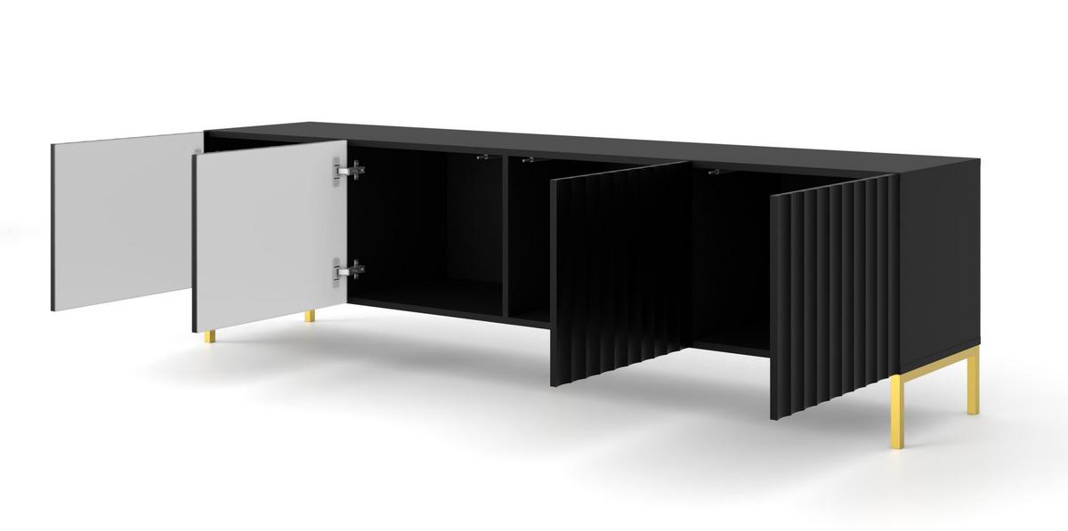 TV LOWBOARD Schwarz, Gold 200/56/42 - Goldfarben/Schwarz, Holzwerkstoff (200/56/42cm) - RAUMHIRSCH FURNITURE