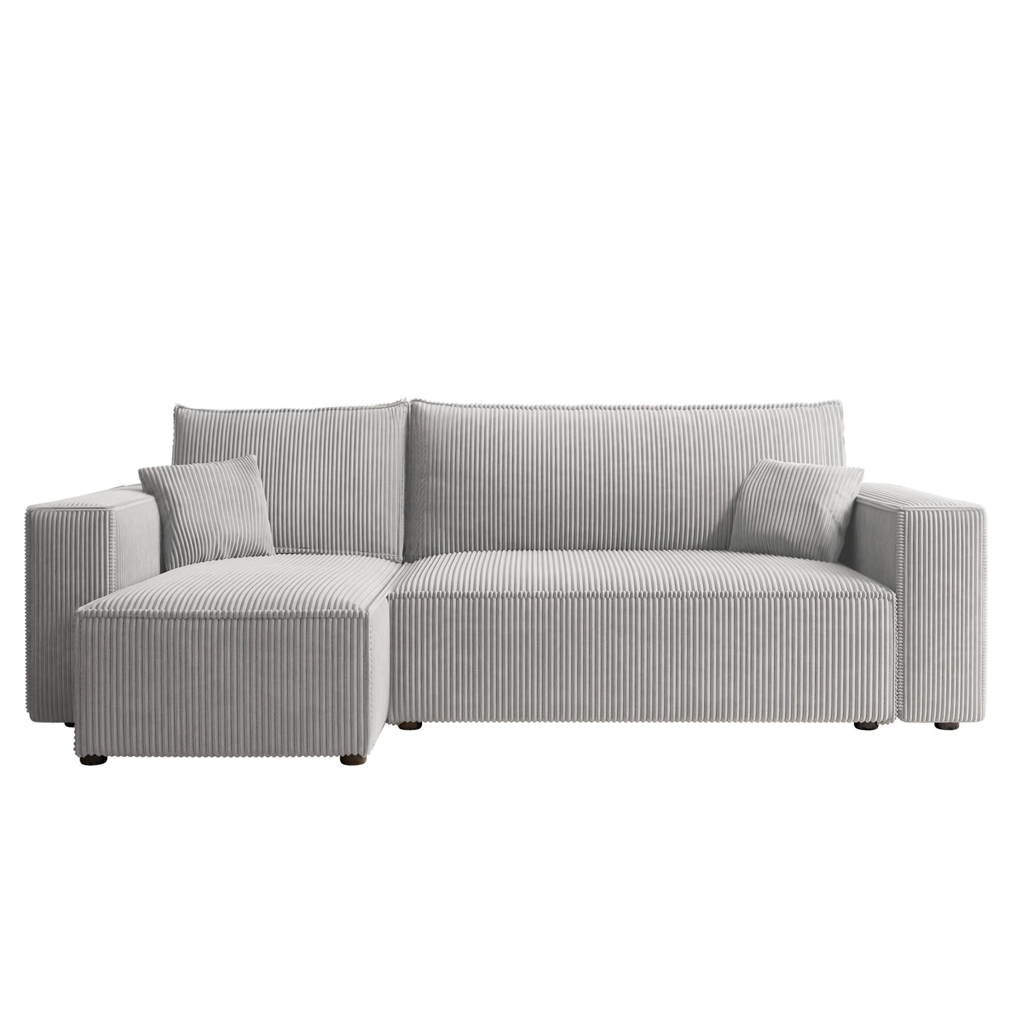 ECKSOFA Adara Mit Schlaffunktion - Hellgrau, Holzwerkstoff/Textil (244/145cm) - Fun Möbel