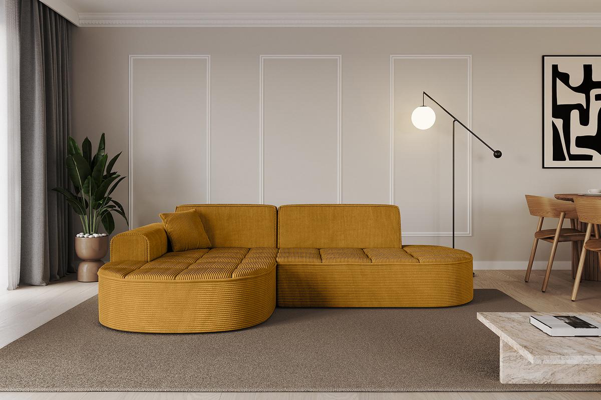 ECKSOFA Ottomane Links TARO-L1 - 243x171x79,5 cm Senfgelb - Currygelb/Gelb, Holzwerkstoff/Textil (243/171cm) - ALTDECOR