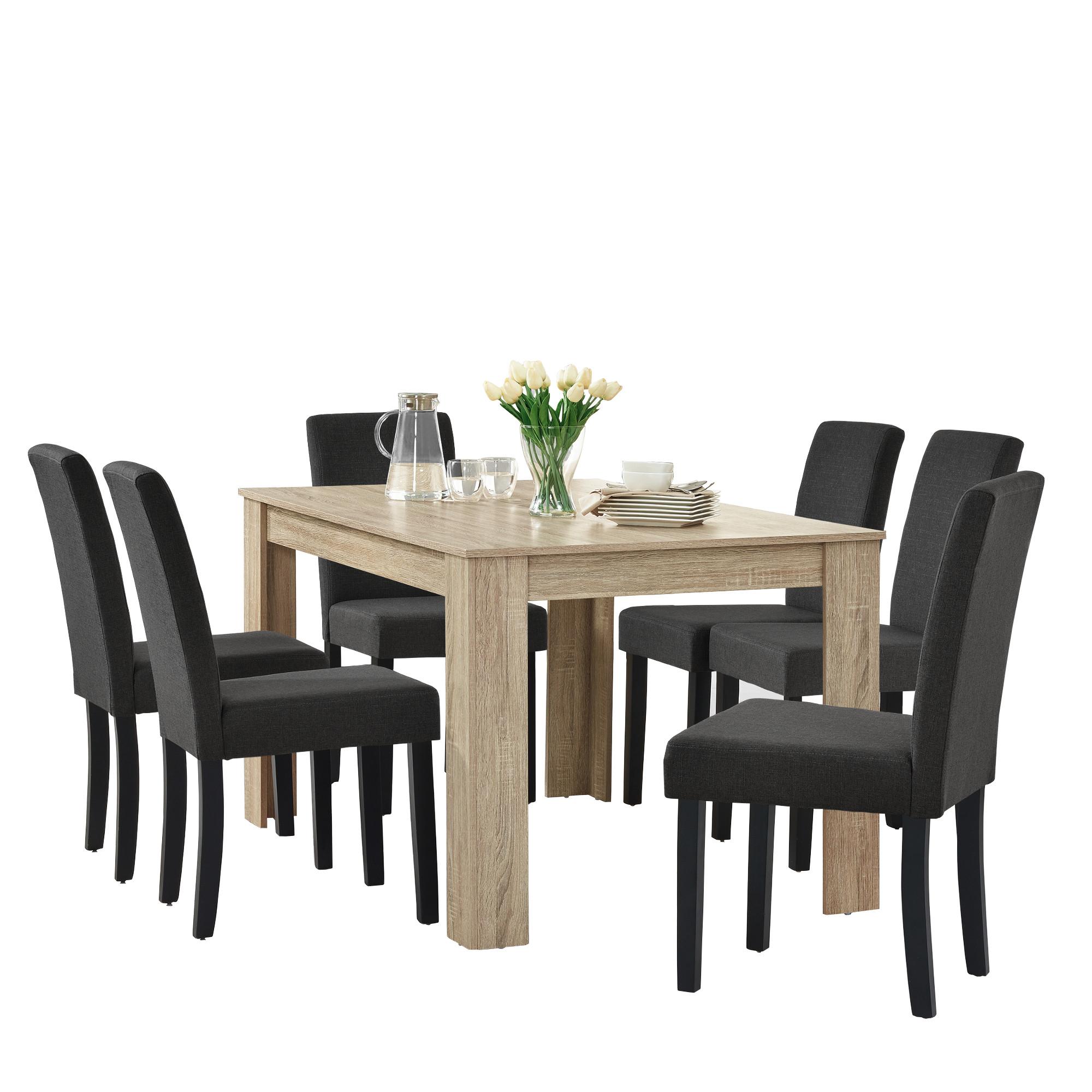 TISCHGRUPPE Kramfors - Naturfarben, Holz/Holzwerkstoff (140/77/90cm) - [en.casa]