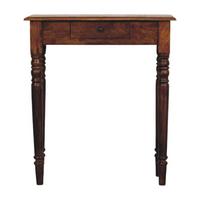 KONSOLE Massivholz Kastanienbraun Gedrechselte Beine, 1 Schublade, Dunkelbraun - Dunkelbraun/Messingfarben, Mangoholz/Holz (25/70/80cm) - Artisan Furniture