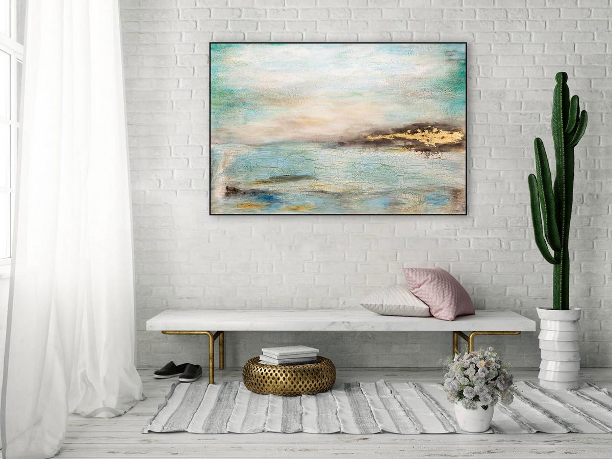 ÖLGEMÄLDE 120/80 cm - Blau, Holz/Textil (120/80cm) - KUNSTLOFT