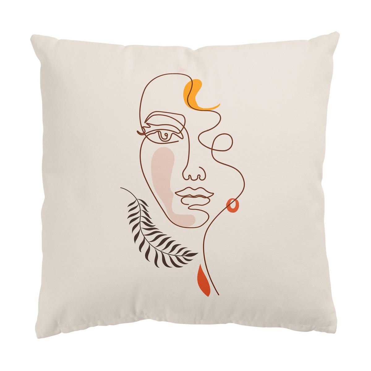 DEKOKISSEN 2er-Set Lineart Silhouetten 50/50 cm - Beige, Textil (50/50cm) - Bilderwelten