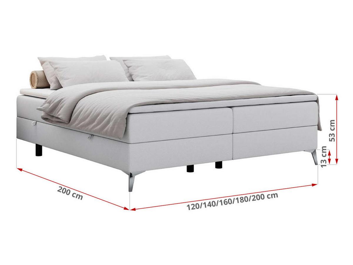 BOXBETT LESS 200/200 Weiß Kunstleder - H4 - Weiß, Holz/Textil (200/200cm) - MKS