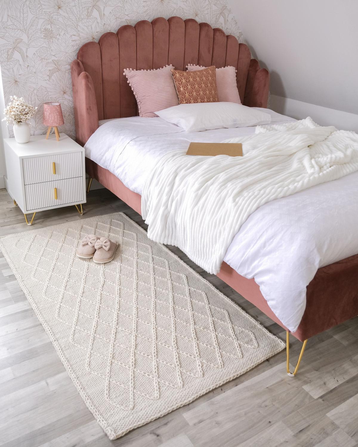 POLSTERBETT 140/200cm Rosa Ambillou - Pink, Textil (140/200cm) - Beliani