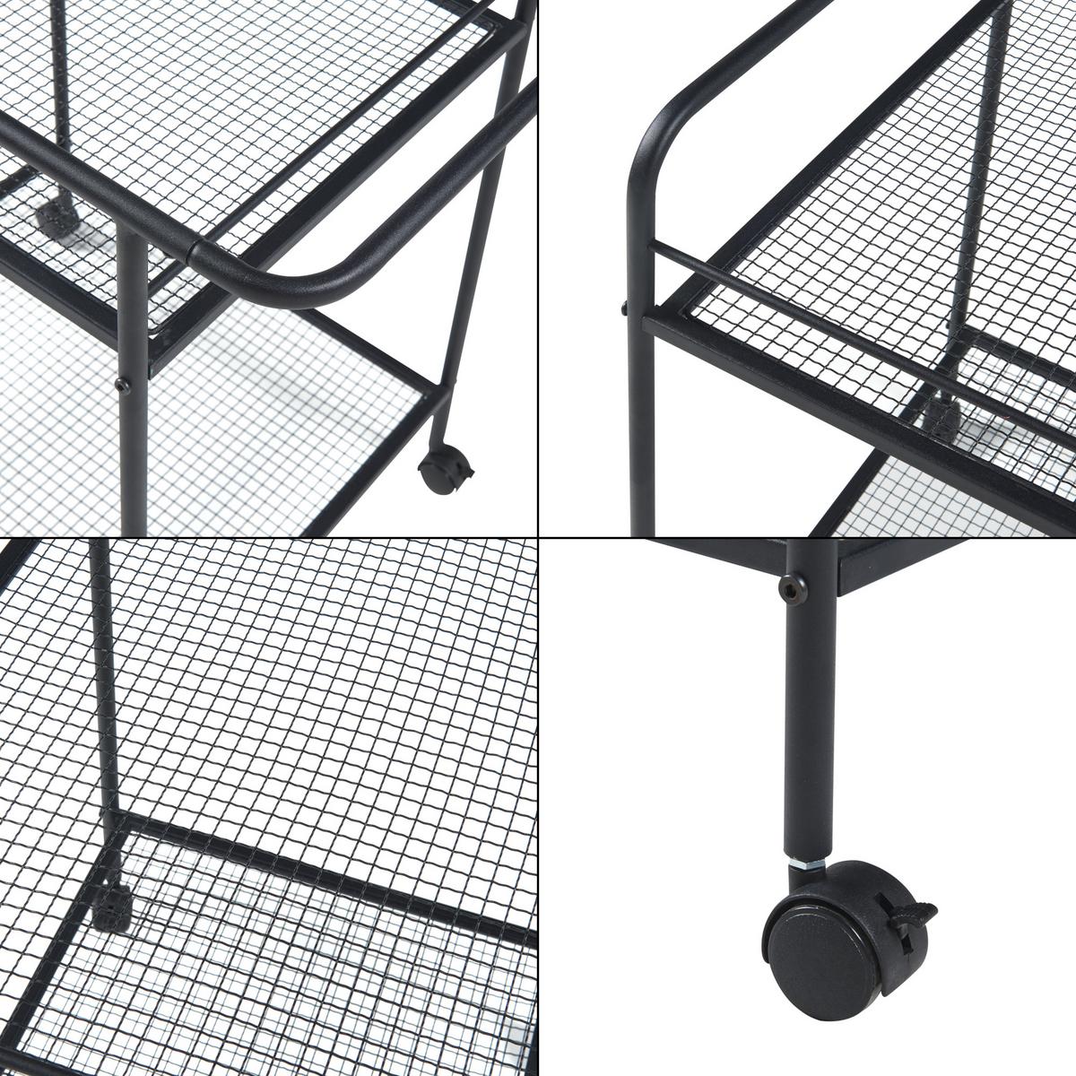 SERVIERWAGEN Hole - Schwarz, Metall (62/72/45cm) - [en.casa]