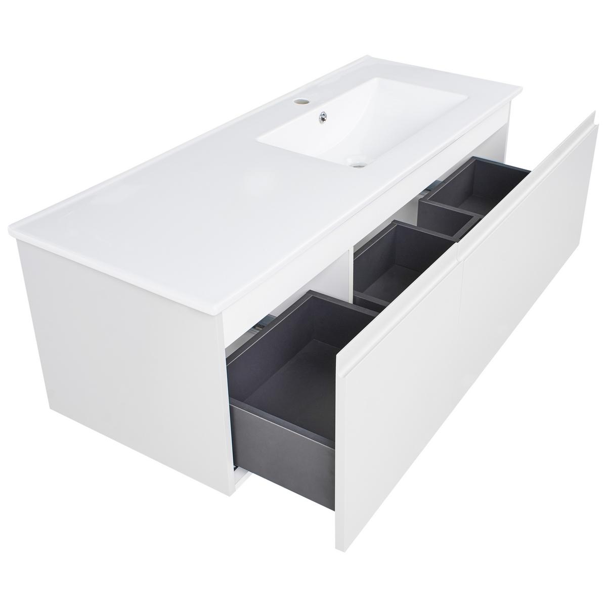 WASCHBECKENUNTERSCHRANK wandmontiertk mit Waschbecken Hellgrau Coroico - Hellgrau, Holzwerkstoff (120/38/135cm) - Beliani