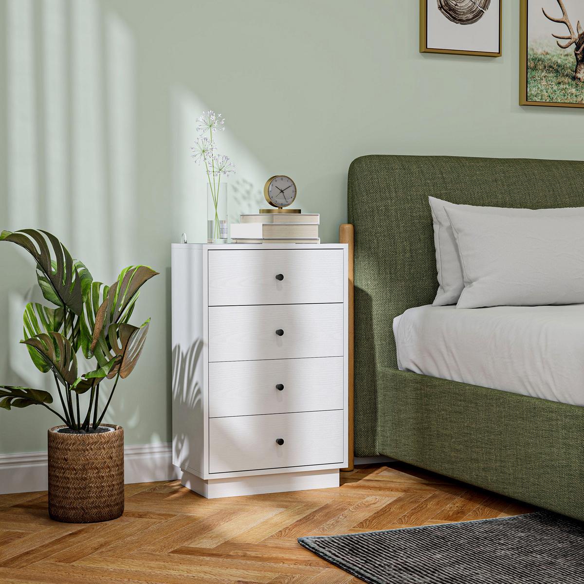 KOMMODE Sideboard mit 4 Schubladen Schrank aus Holzwerkstoff 47 x 29 x 75 cm Weiß - Weiß, Holzwerkstoff (29/75/47cm) - HOMCOM