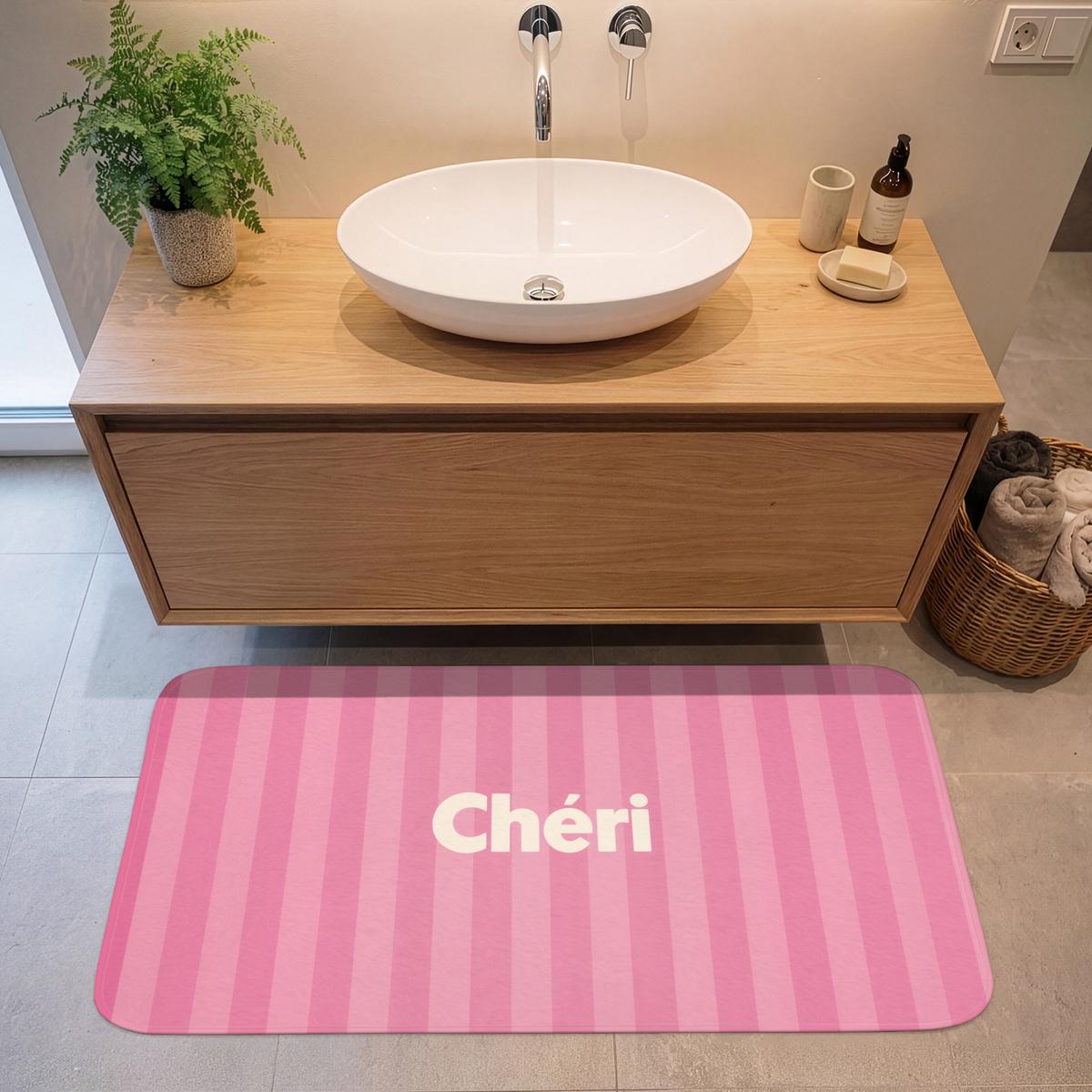 BADEMATTE Gestreift - Rosa - Chéri 120x60 cm - Pink, Textil (120/60cm) - OnlyWow