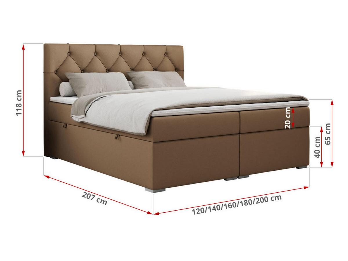 BOXBETT ALDA 160/200 Braun Kunstleder - H3 - Braun, Holz/Textil (160/200cm) - MKS