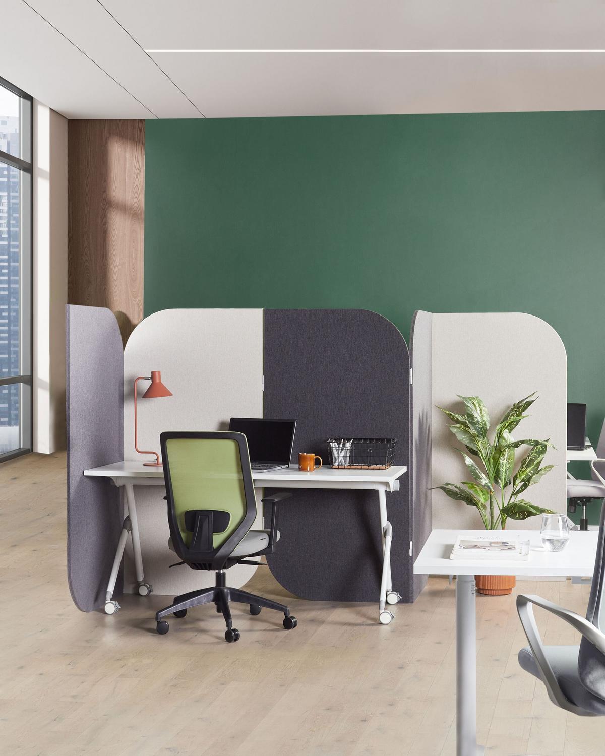 BÜRO-RAUMTEILER 400/160 cm Grau Shady - Dunkelgrau/Beige, Textil (400/160/2cm) - Beliani