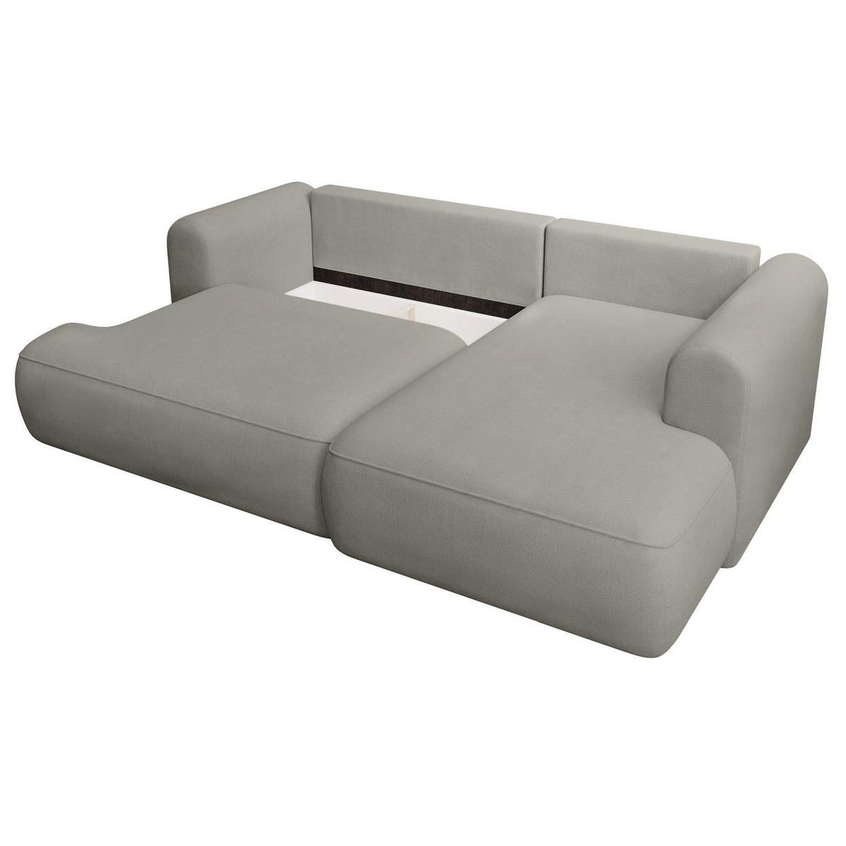 ECKSCHLAFSOFA Ovo Mini Hellgrau Easy-Clean-Chenille-Bezug - Hellgrau/Schwarz, Kunststoff/Textil (156/238cm) - Selsey